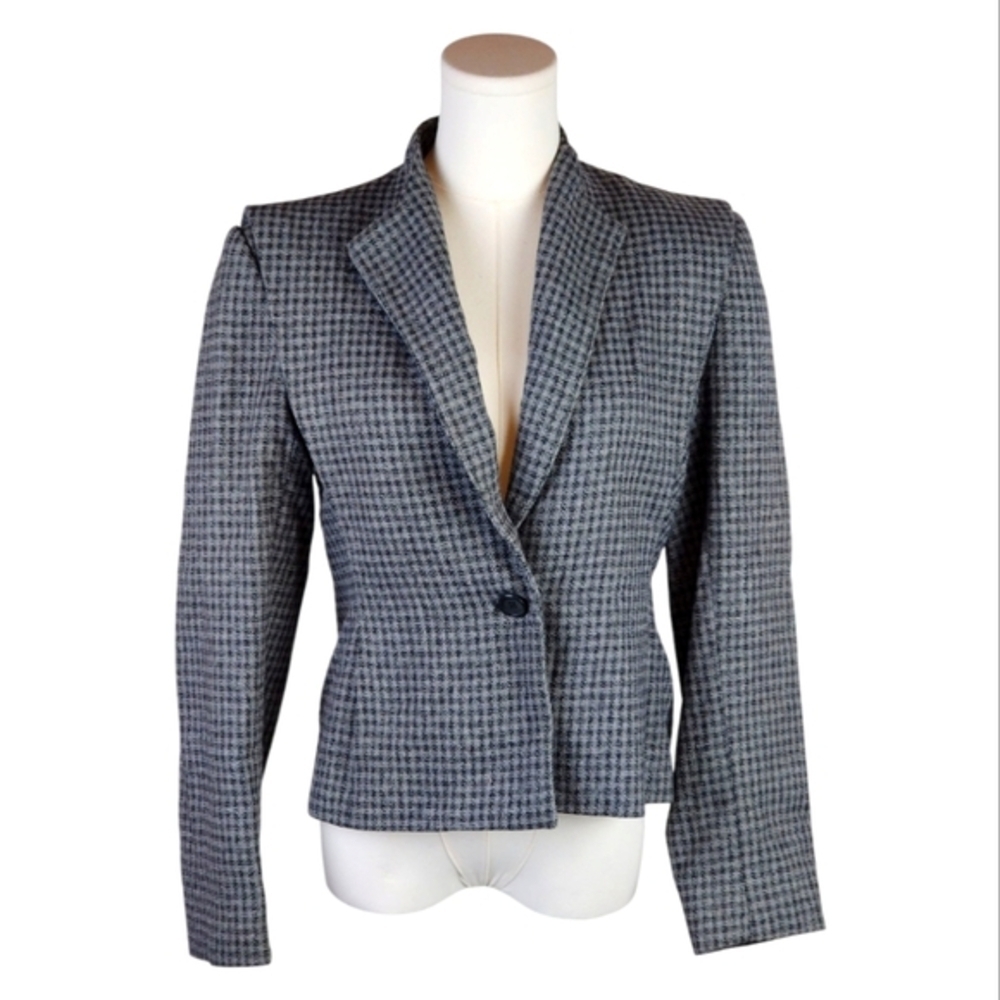 Vintage Peabody House Houndstooth Blazer Made in Korea Sz 7/8 Wool Blend